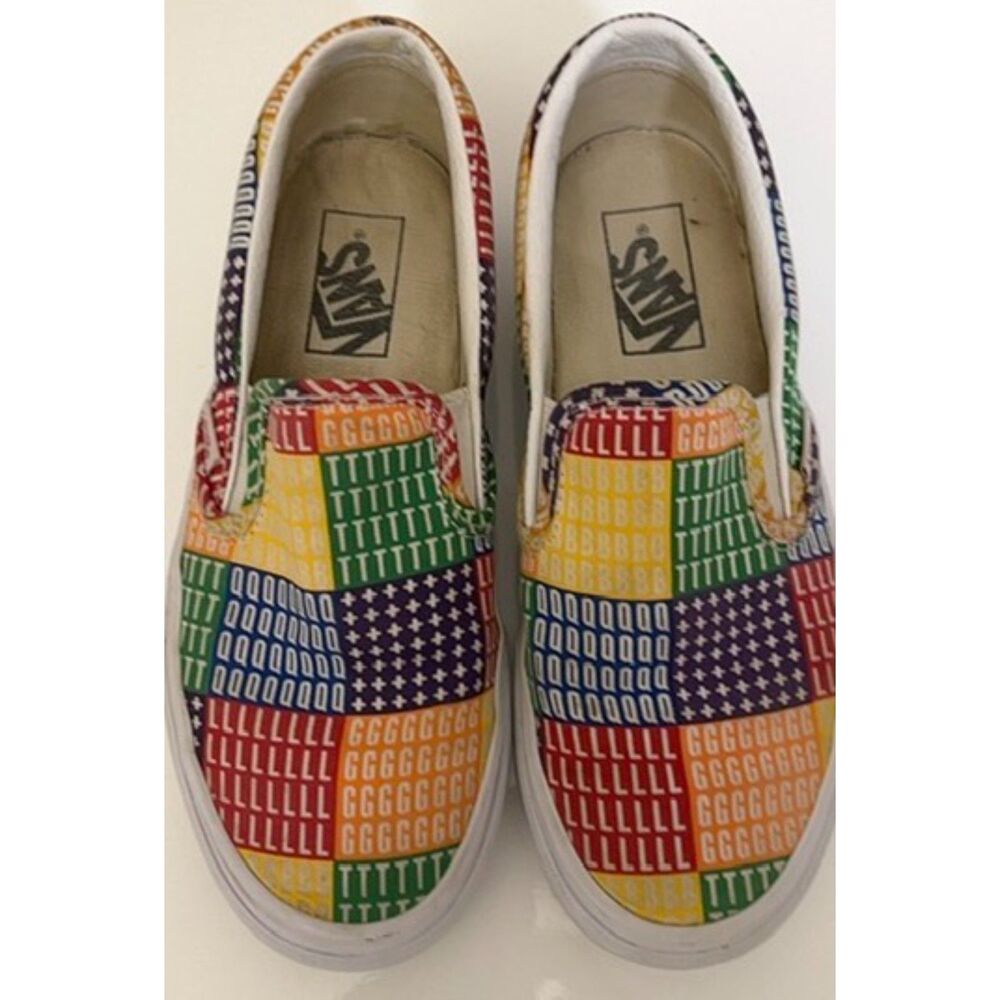 Vans Pride slip on canvas shoes. Size 5(M)/6.5(W).